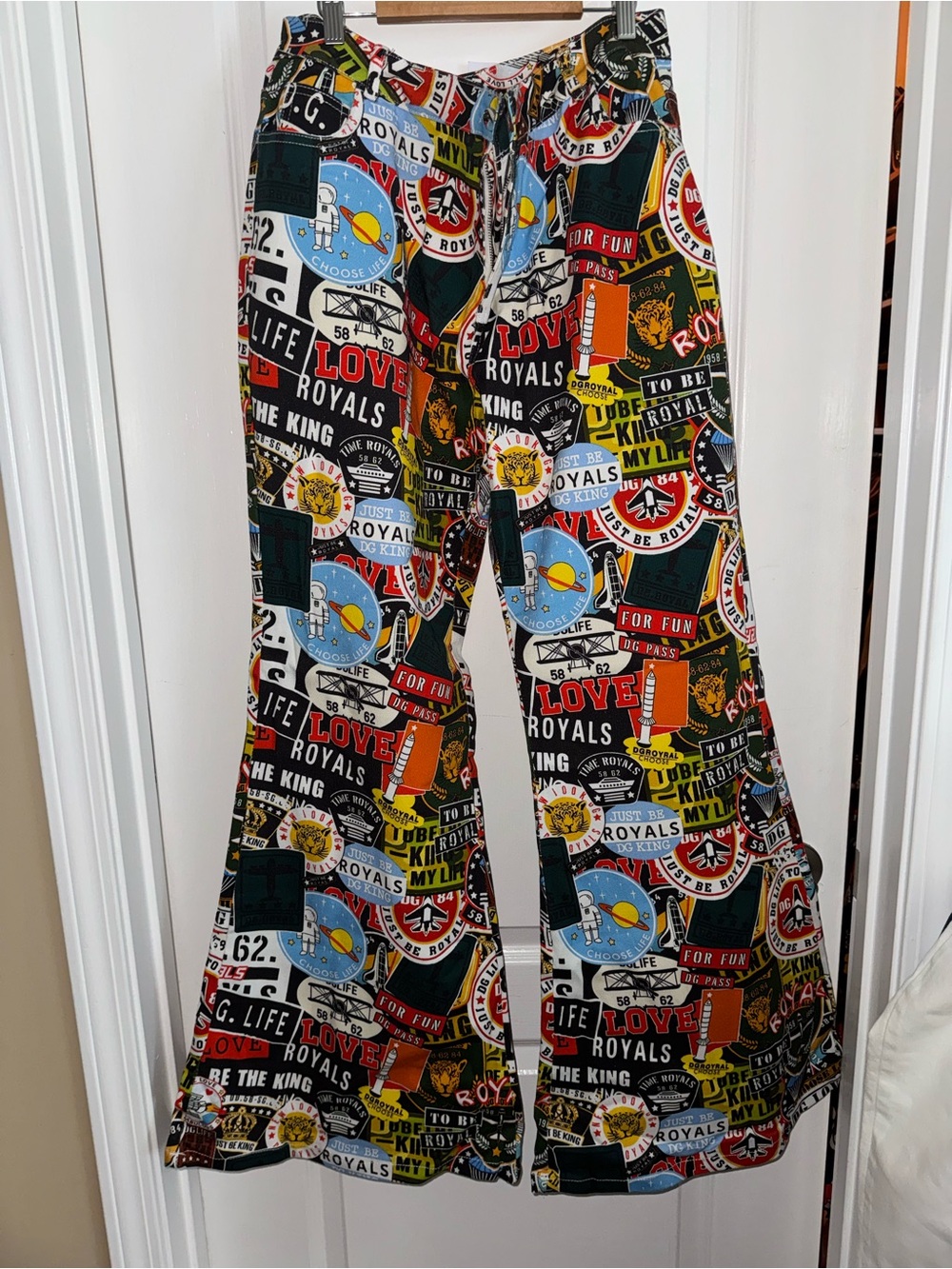 AKIRA Multi-Color Graphic Wide-Leg Jeans